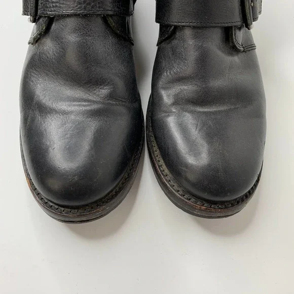 Frye Natalie Triple Buckle Ankle Short Boots Black Booties Womens 8 - Picture 3 of 16